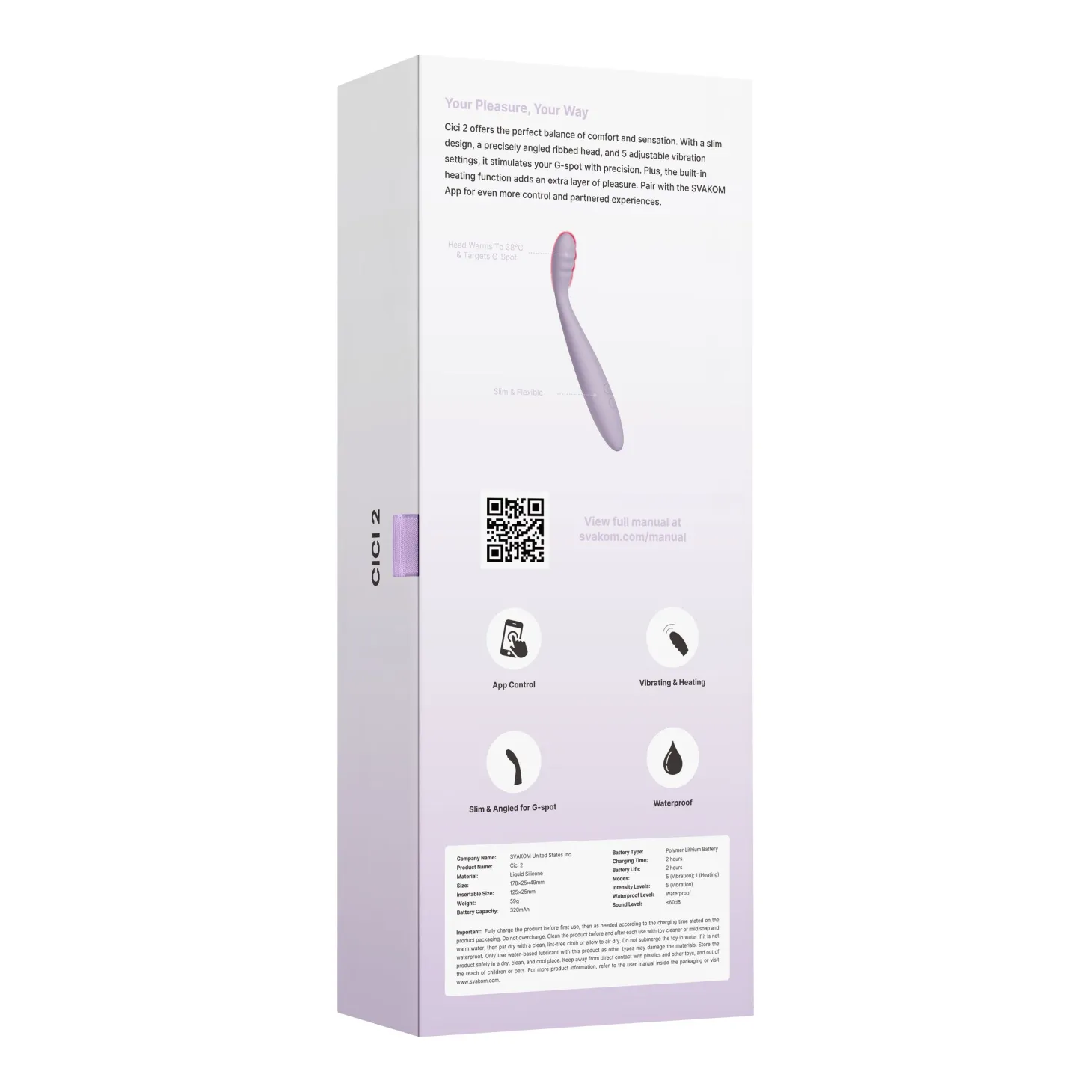 SVAKOM - Cici 2 - Vibromasseur flexible pour le point G - Lavande