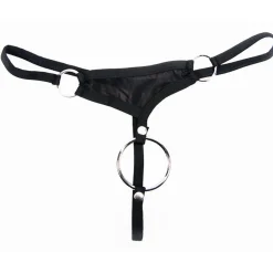 Svenjoyment Underwear - String avec Anneau Pénien Amovible - Noir