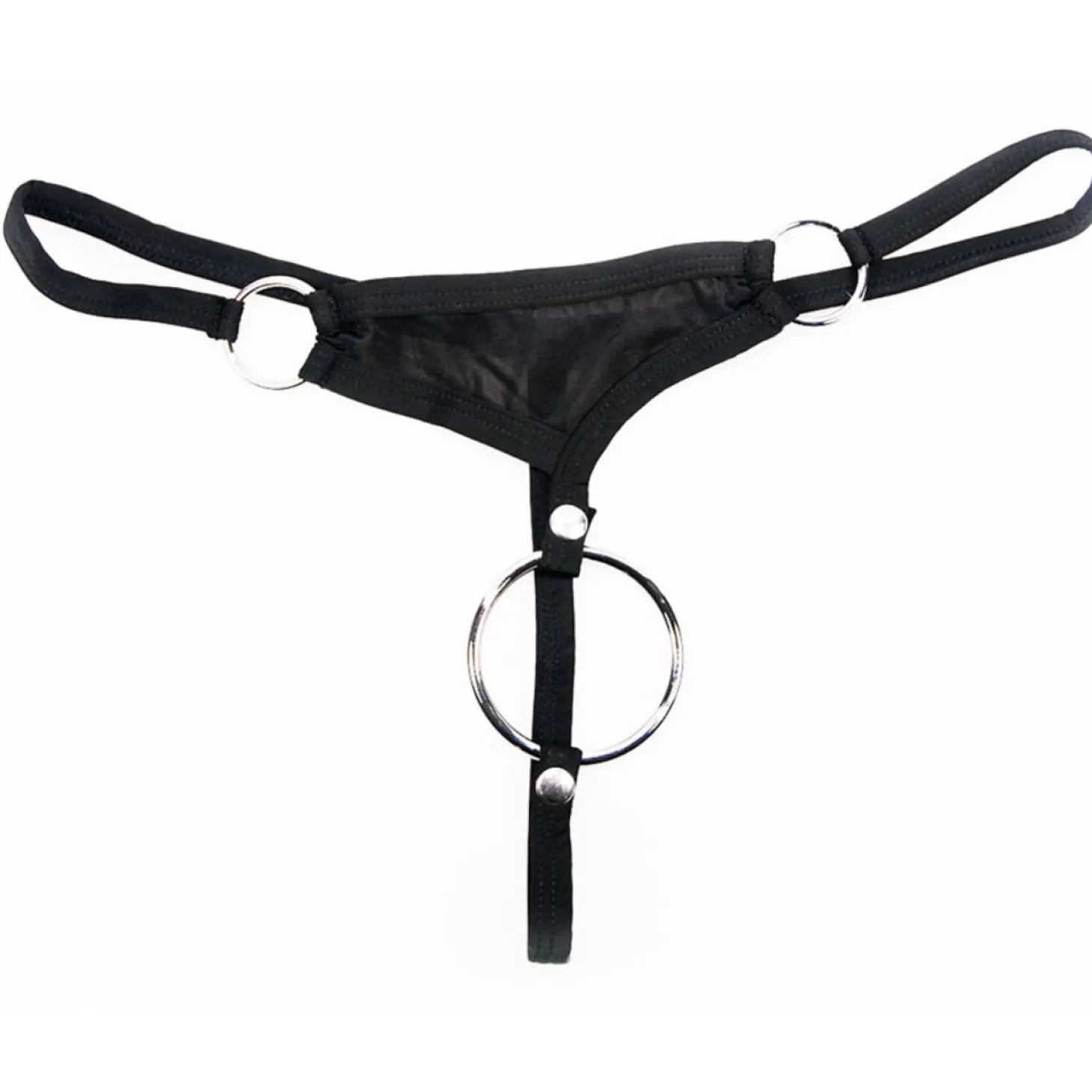 Svenjoyment Underwear - String avec Anneau Pénien Amovible - Noir