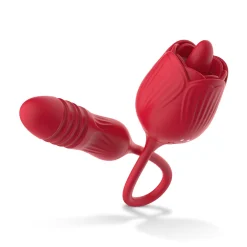 Teazers – Rose Vibromasseur Langue et va-et-vient – Rouge