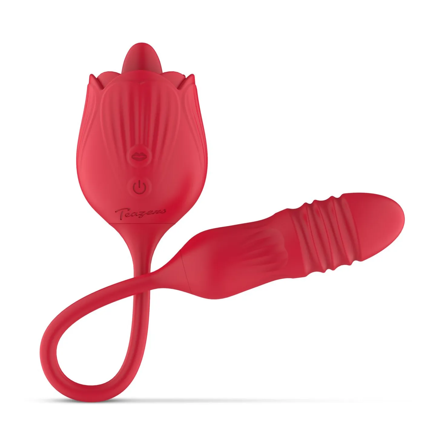 Teazers – Rose Vibromasseur Langue et va-et-vient – Rouge
