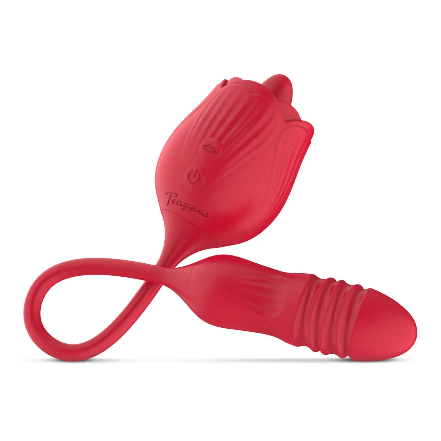 Teazers – Rose Vibromasseur Langue et va-et-vient – Rouge