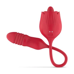 Teazers – Rose Vibromasseur Langue et va-et-vient – Rouge