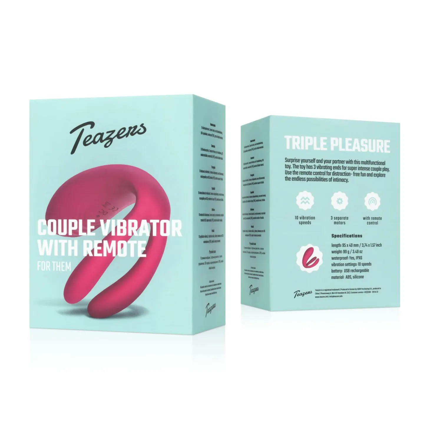 Teazers - Stimulateur polyvalent avec télécommande - Rose