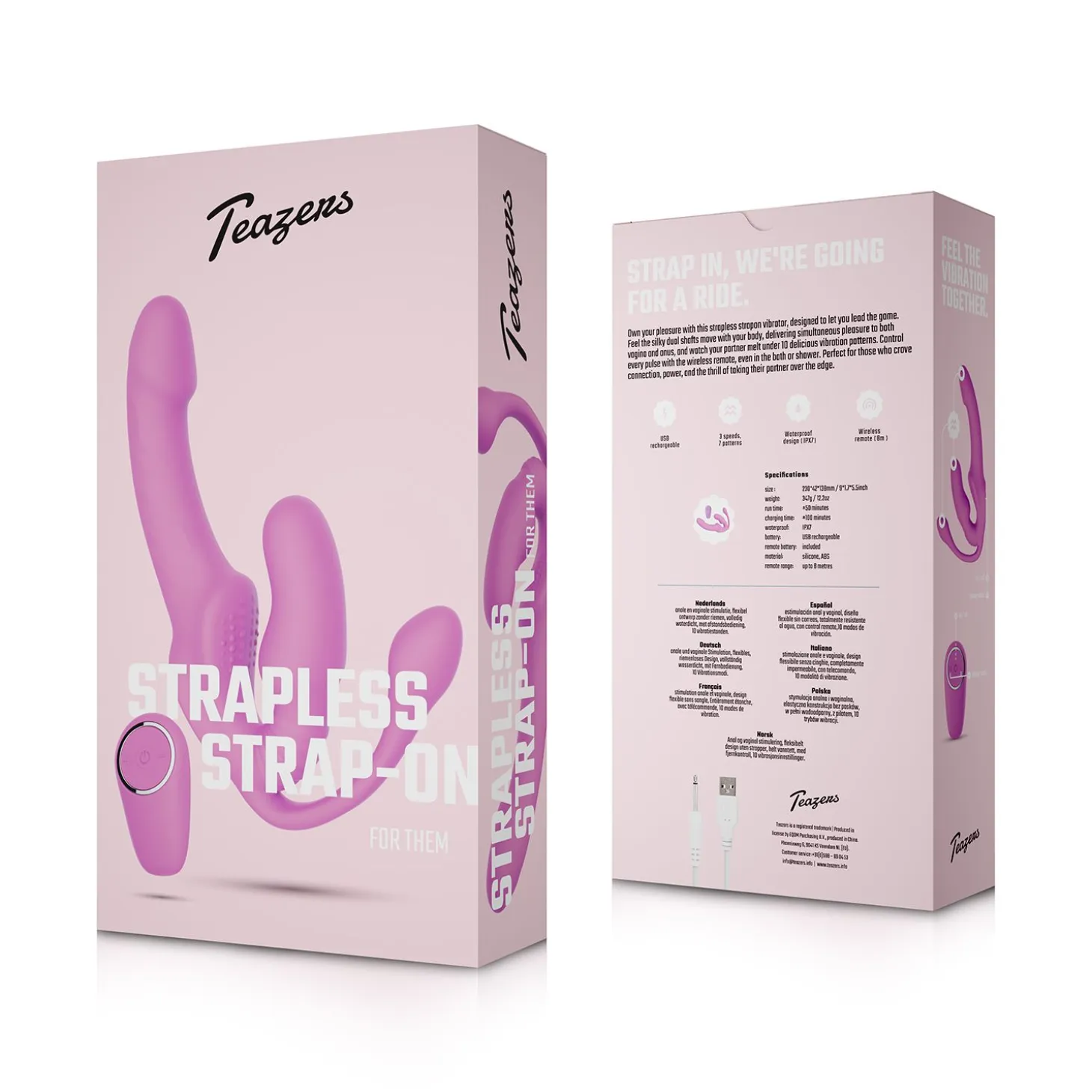 Teazers – Strap-On Sans Harnais avec Plug Anal – Rose