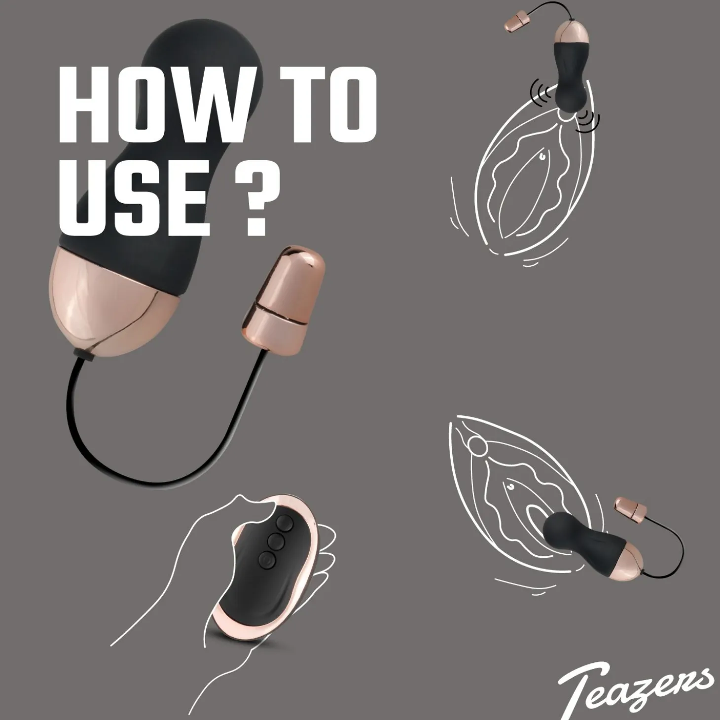 Teazers - Œuf vibrant avec télécommande - Noir