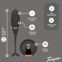 Teazers – Œuf Vibrant Avec Télécommande – Noir