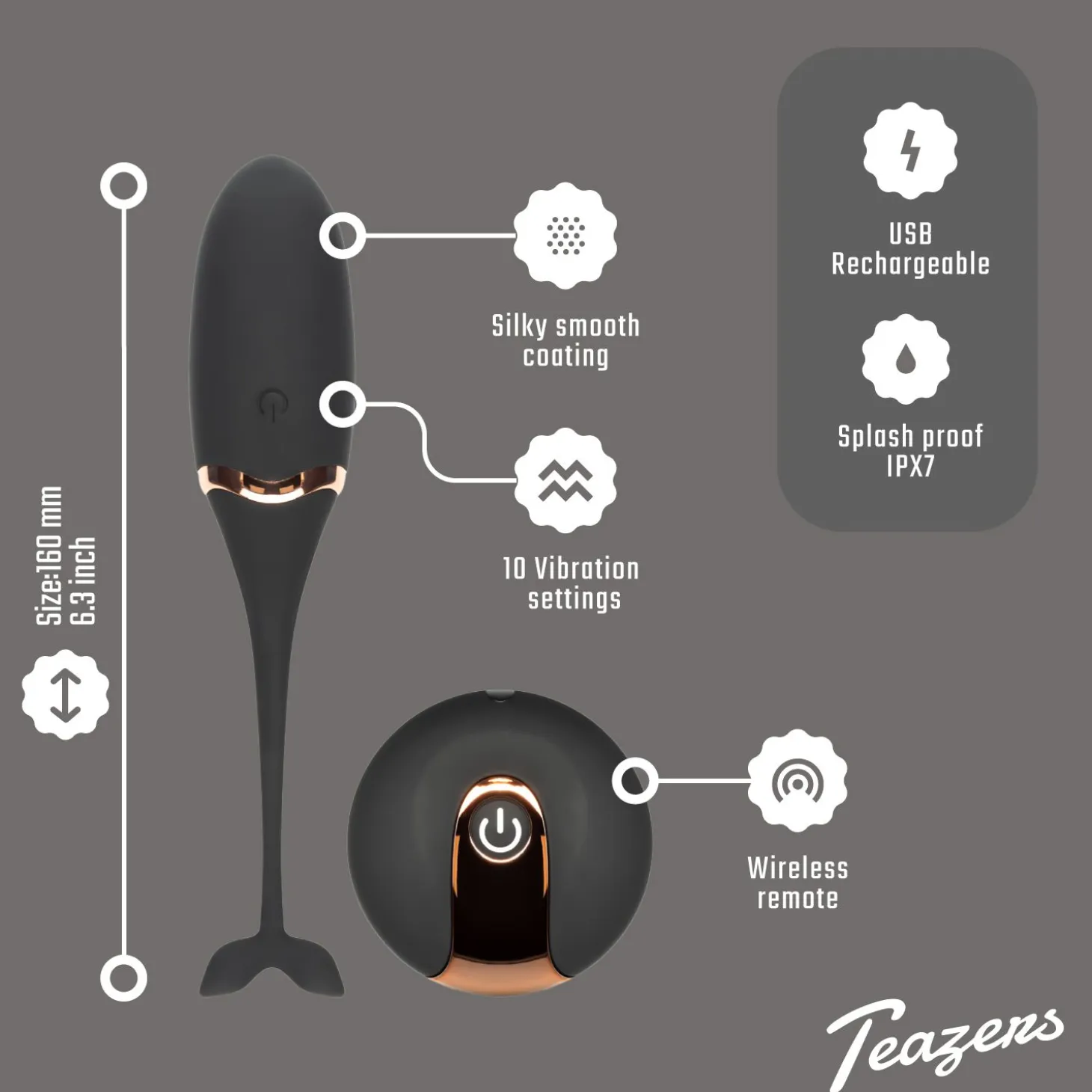 Teazers – Œuf Vibrant Avec Télécommande – Noir