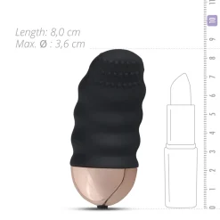Teazers - Œuf vibrant nervuré de forme aplatie avec télécommande - Noir
