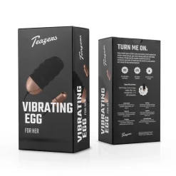 Teazers - Œuf vibrant nervuré de forme aplatie avec télécommande - Noir