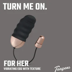 Teazers - Œuf vibrant nervuré de forme aplatie avec télécommande - Noir