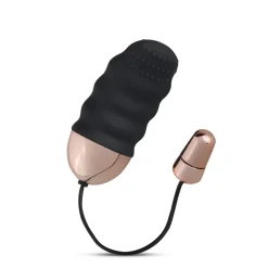 Teazers - Œuf vibrant nervuré de forme aplatie avec télécommande - Noir