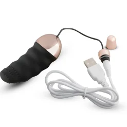 Teazers - Œuf vibrant nervuré de forme aplatie avec télécommande - Noir