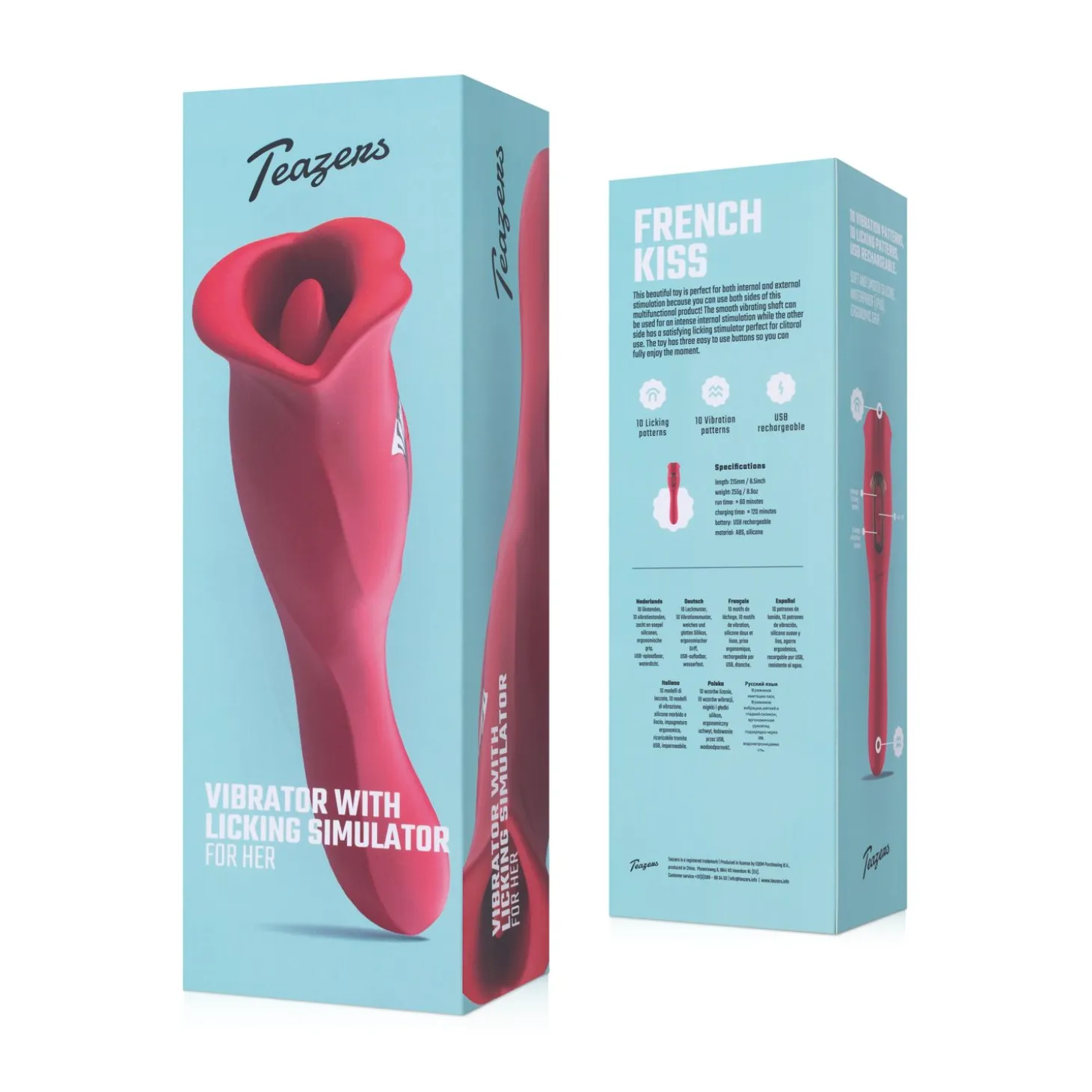 Teazers - Vibromasseur avec stimulateur clitoridien lécheur - Rouge