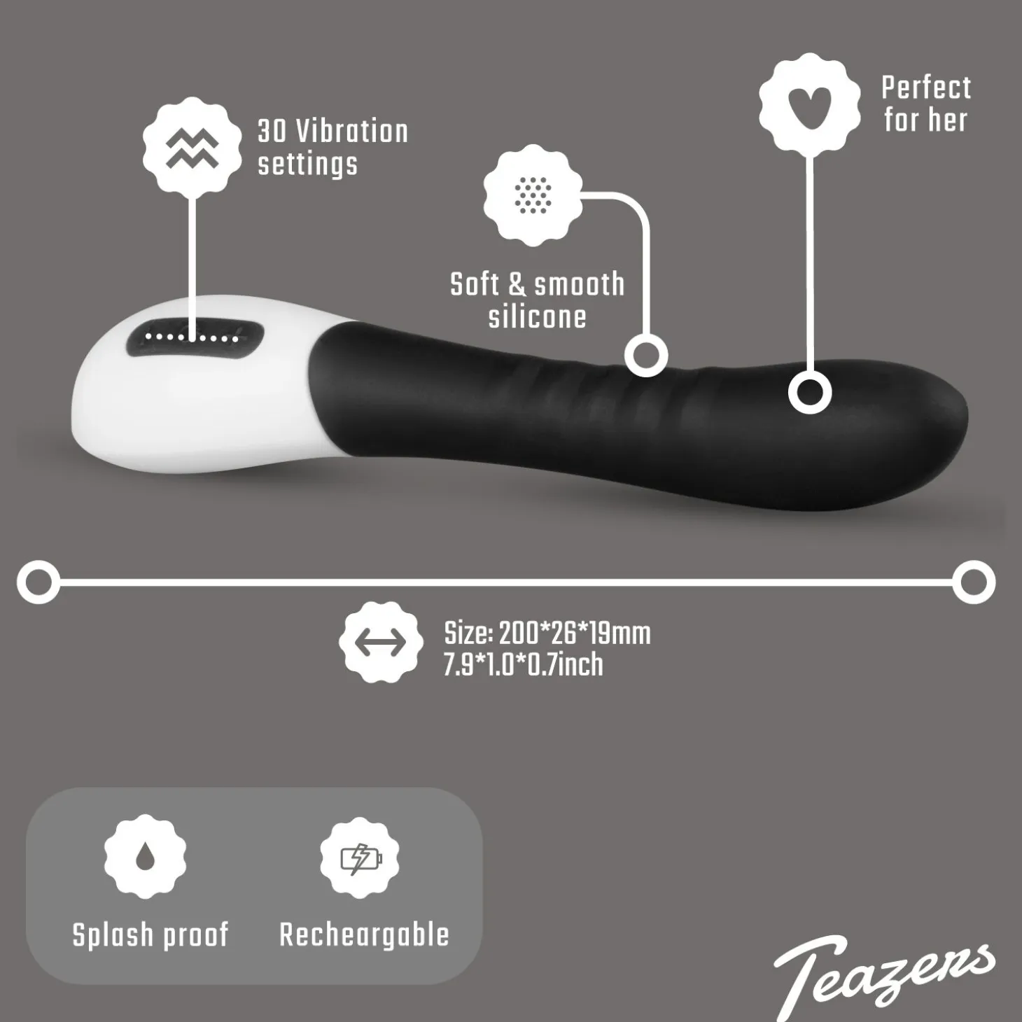 Teazers - Vibro point G nervuré - Noir