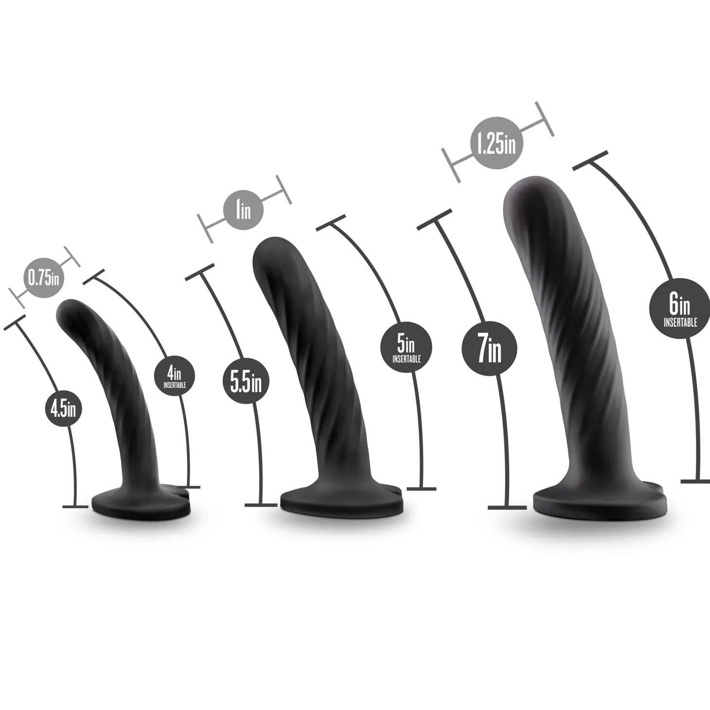 Temptasia - Set de 3 godes "Twist" - Noir