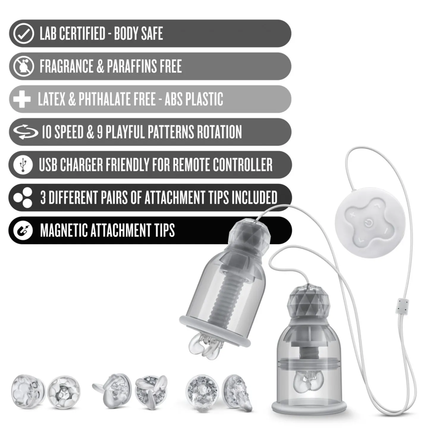 Temptasia - Stimulateurs de tétons vibrants et rotatifs Titillator