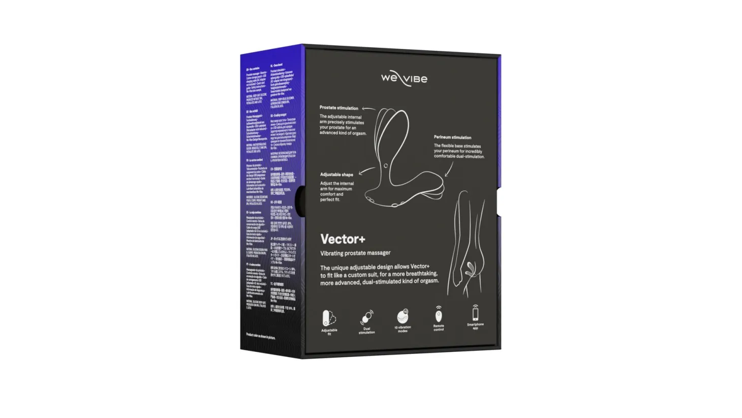 Vector+ Vibromasseur prostatique connecté à une application et avec télécommande - Noir