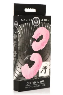XR Brands - Cuffed in Fur Menottes - Rose