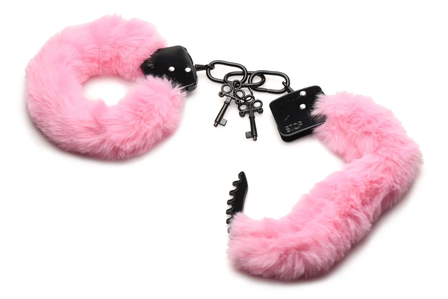 XR Brands - Cuffed in Fur Menottes - Rose