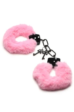 XR Brands - Cuffed in Fur Menottes - Rose