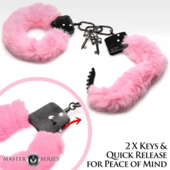 XR Brands - Cuffed in Fur Menottes - Rose