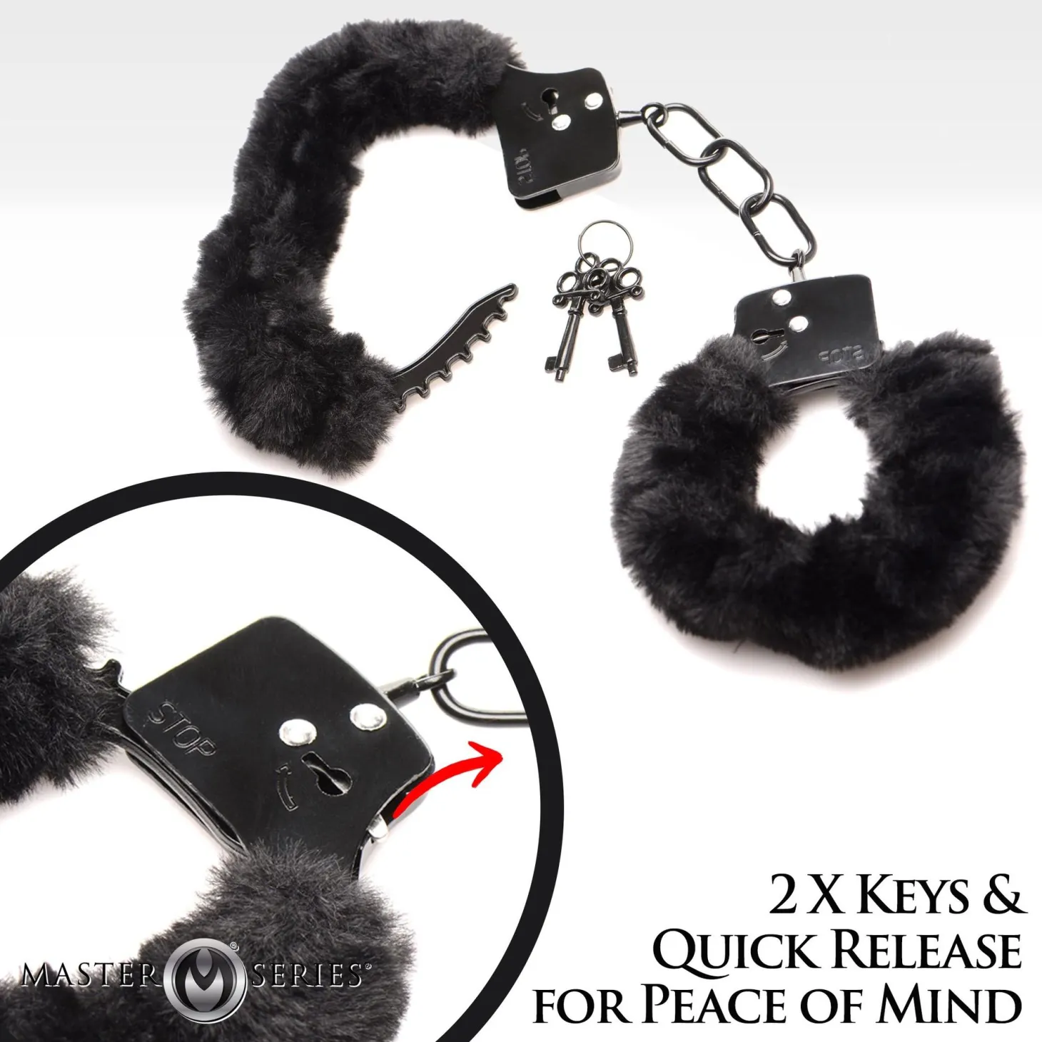 XR Brands - Cuffed In Fur Menottes - Noir