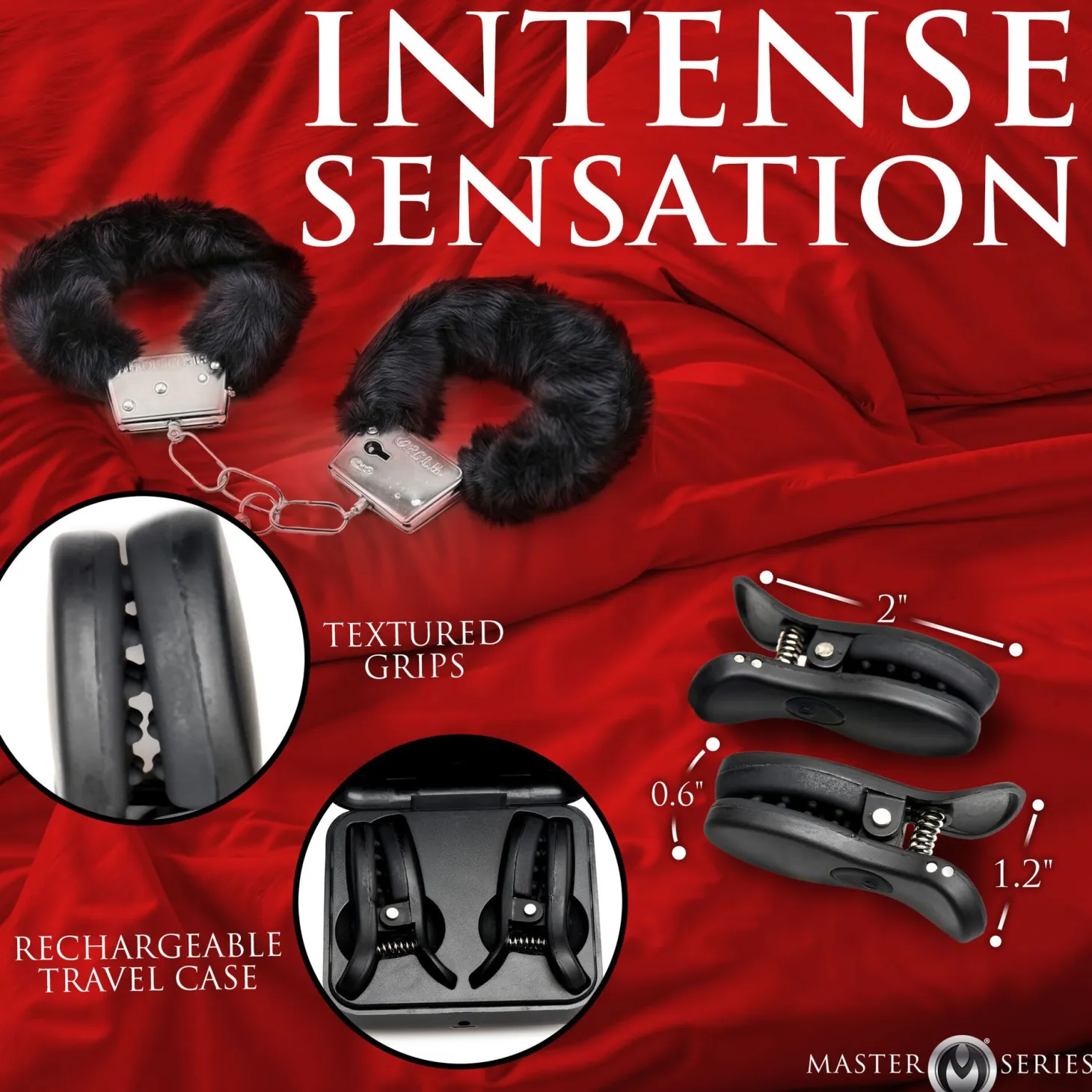 XR Brands - Dark Grip Pinces à Tétons Vibrantes - Noir