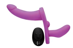 XR Brands - Double Dildo Vibrant avec Harnais - Violet