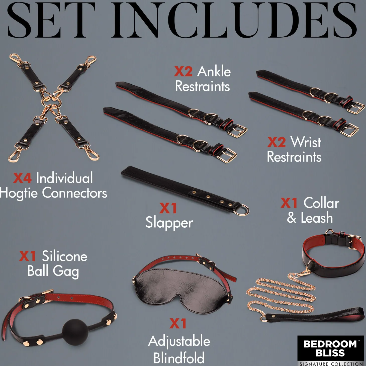 XR Brands - Ensemble de Bondage de Luxe pour Amoureux - Noir