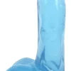 XR Brands - Gode ventouse réaliste avec testicules 15 cm - Bleu transparent