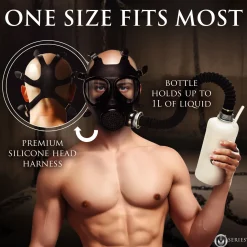 XR Brands - Masque à Gaz Inhalateur avec Bouteille - Noir et Blanc