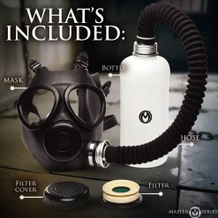 XR Brands - Masque à Gaz Inhalateur avec Bouteille - Noir et Blanc