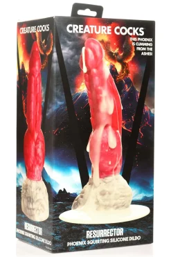 XR Brands - Resurrector Phoenix Gode en Silicone Éjaculateur - Rouge/Blanc
