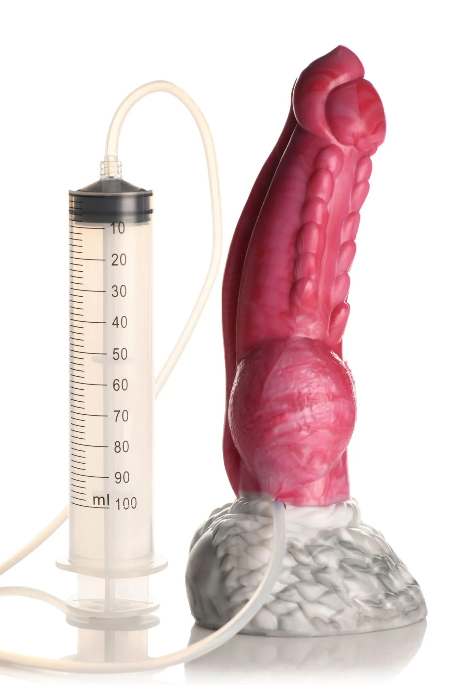 XR Brands - Resurrector Phoenix Gode en Silicone Éjaculateur - Rouge/Blanc
